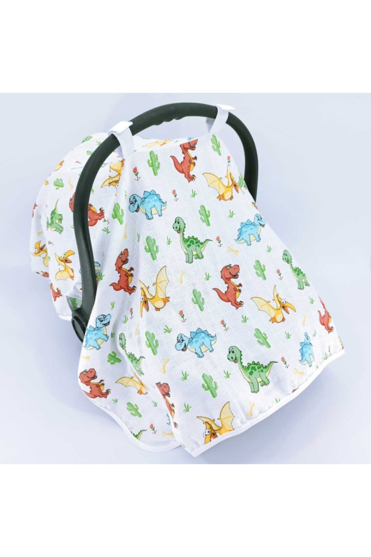 Ponçikya Organik Pamuk Müslin Puset Örtüsü - Dinozor