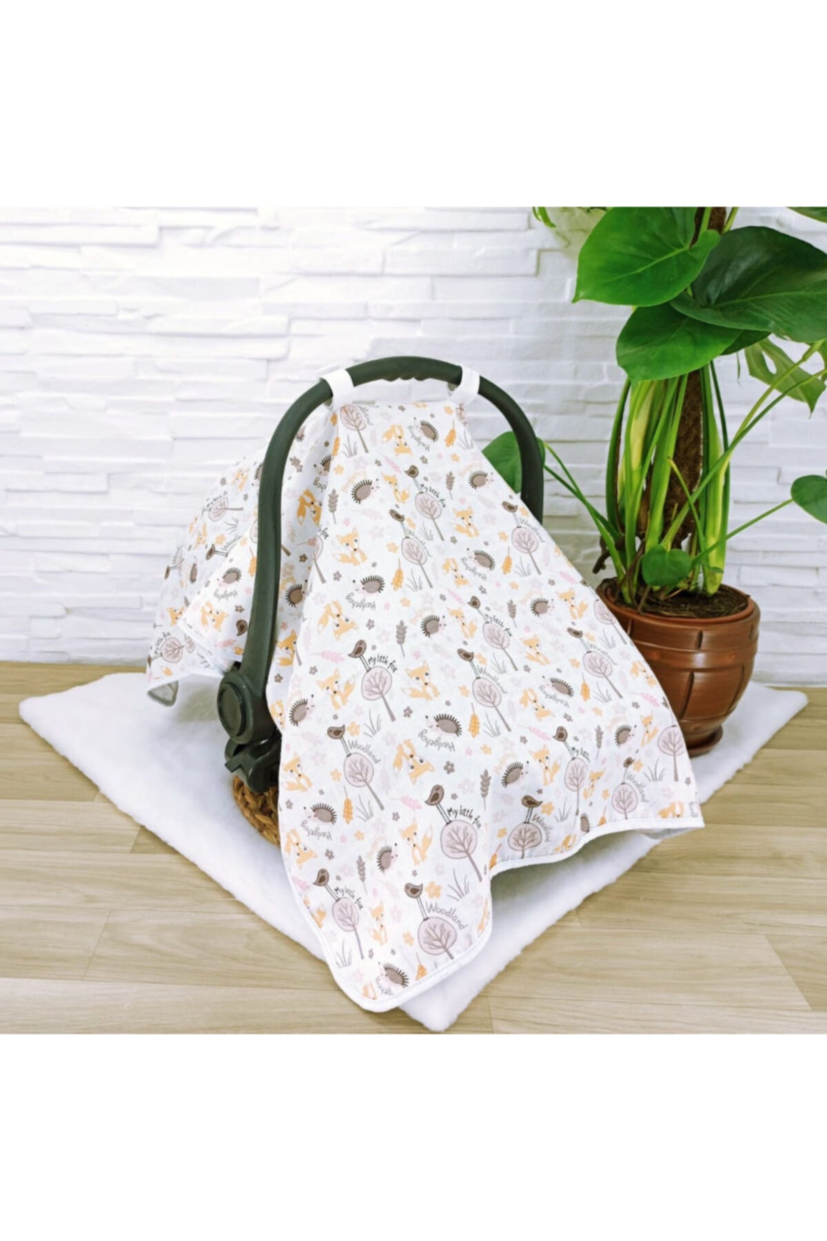 Ponçikya Organik Pamuk Müslin Puset Örtüsü - Tilkiler