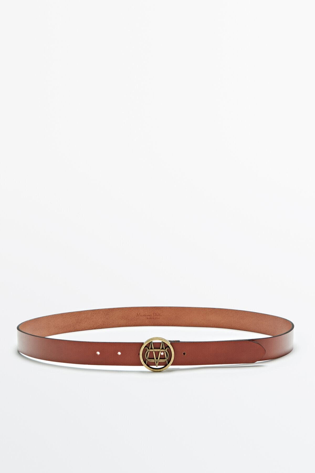 Massimo Dutti Logo Tokalı Deri Kemer