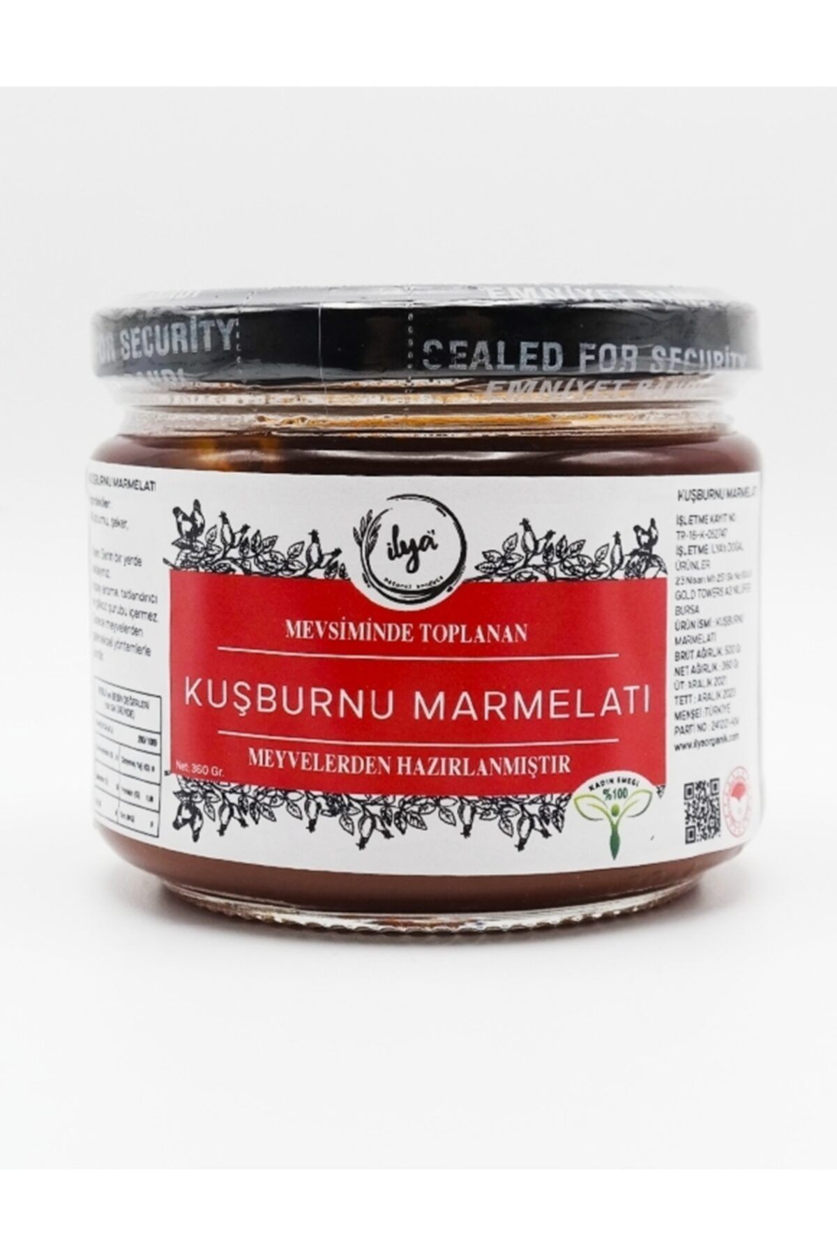 İLYA ORGANİK Kuşburnu Marmelat 460 Gr.