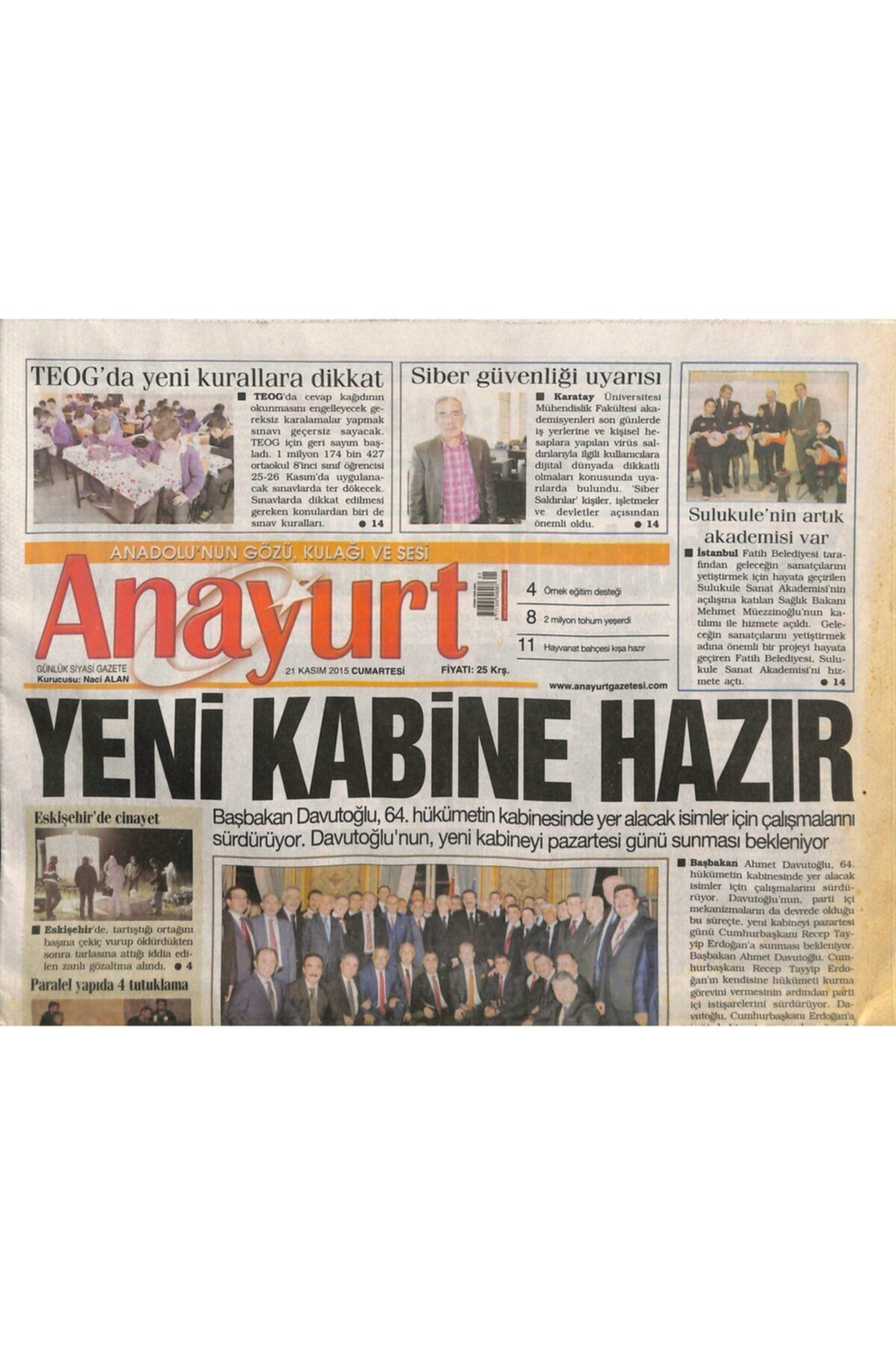 Gökçe Koleksiyon Anayurt Gazetesi 21 Kasım 2015 - Hisarcıklıoğlu'na Fransa'dan Nişan