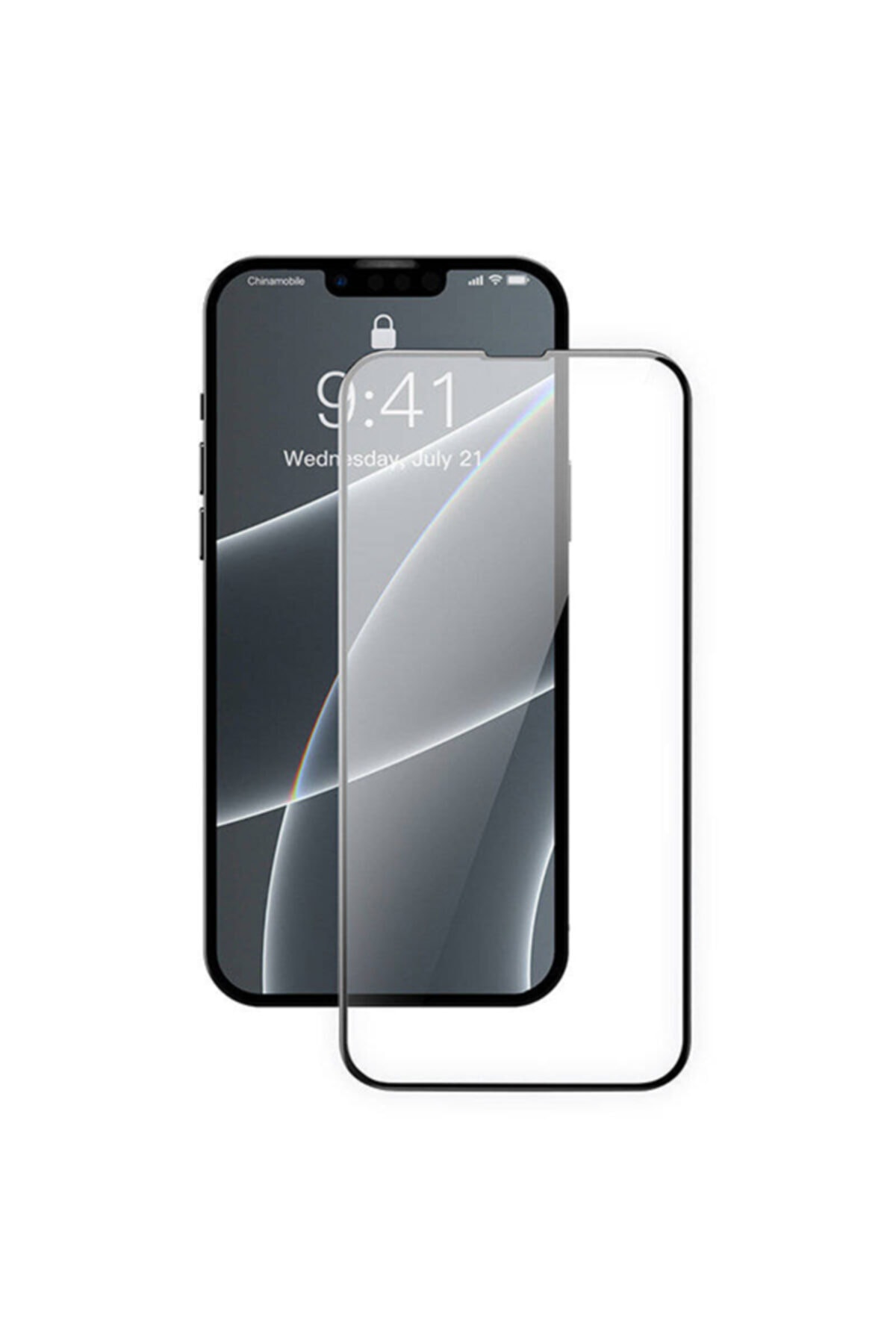 Baseus Iphone 13 -13 Pro 0.23mm Full Kavisli Ekran Koruyucu Cam 2 Adet Siyah