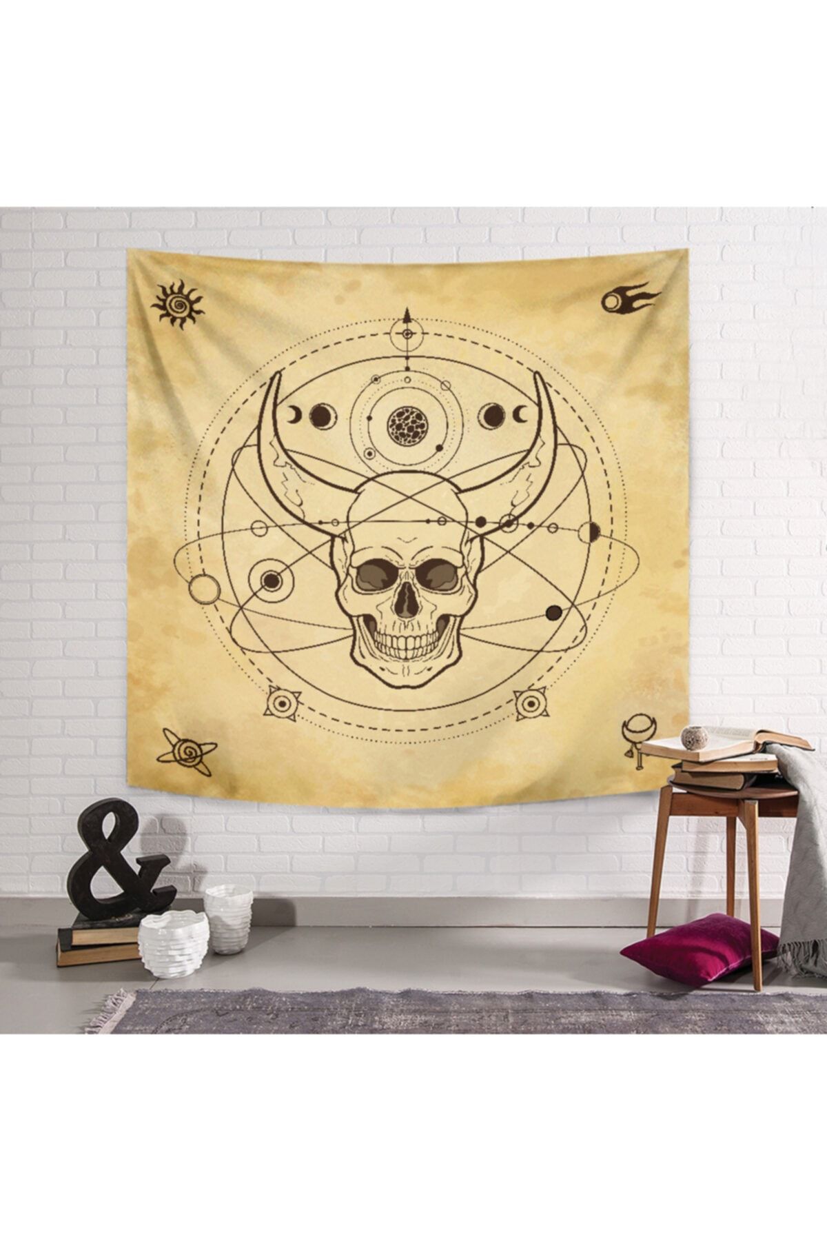 PASAJ HOME Skull Sun Moon System Duvar Örtüsü