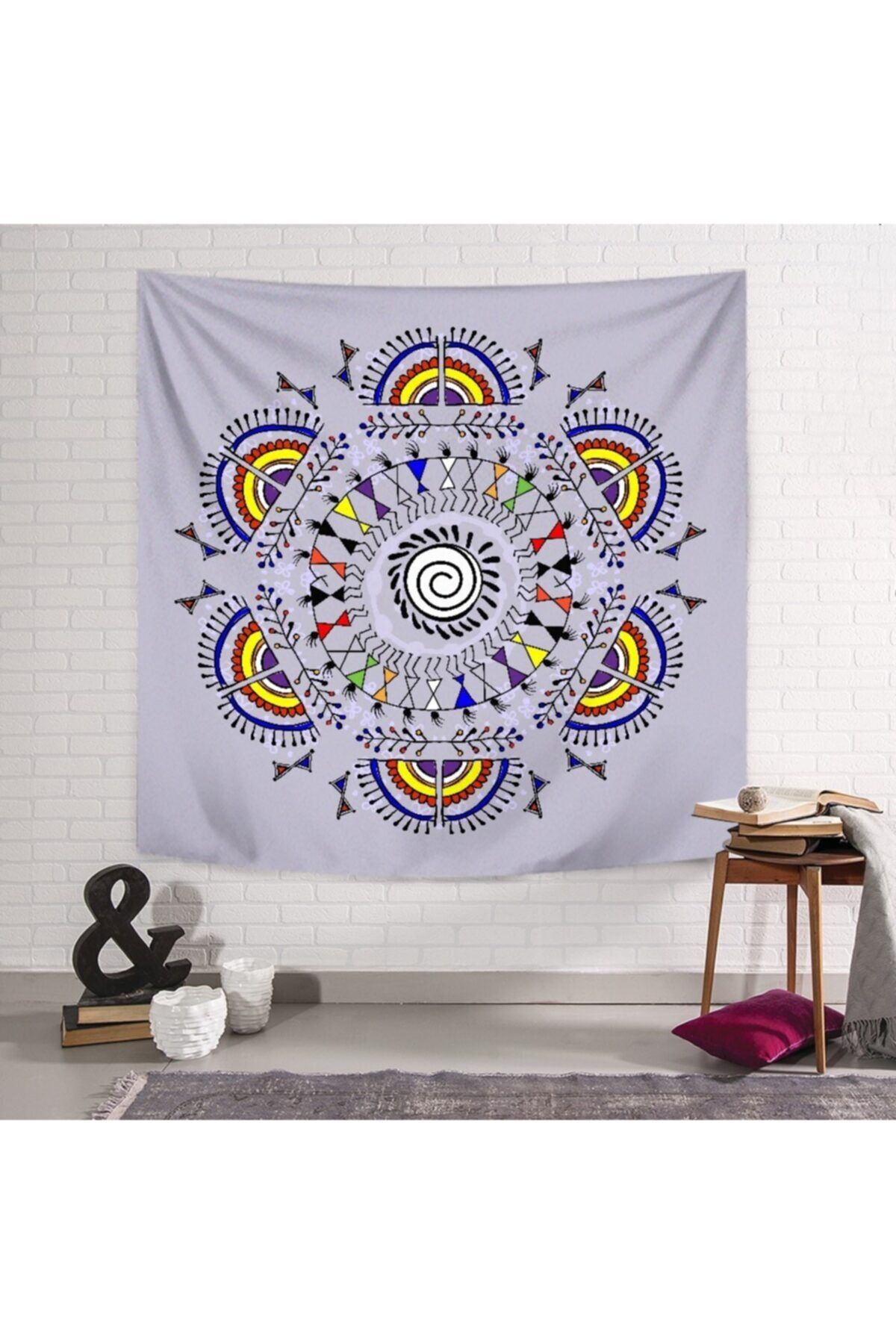 PASAJ HOME Renkli Sembol Mandala Duvar Örtüsü