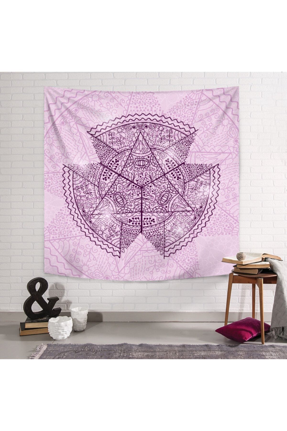 PASAJ HOME Mor Geometrik Çizgiler Duvar Örtüsü