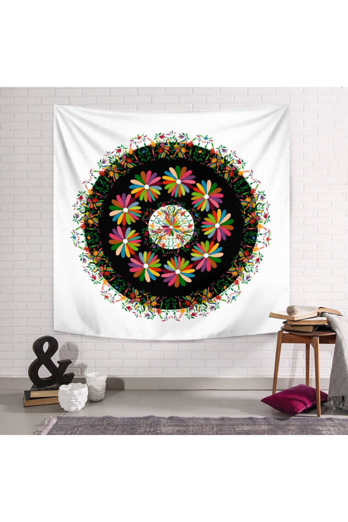 PASAJ HOME Flower Circular Duvar Örtüsü