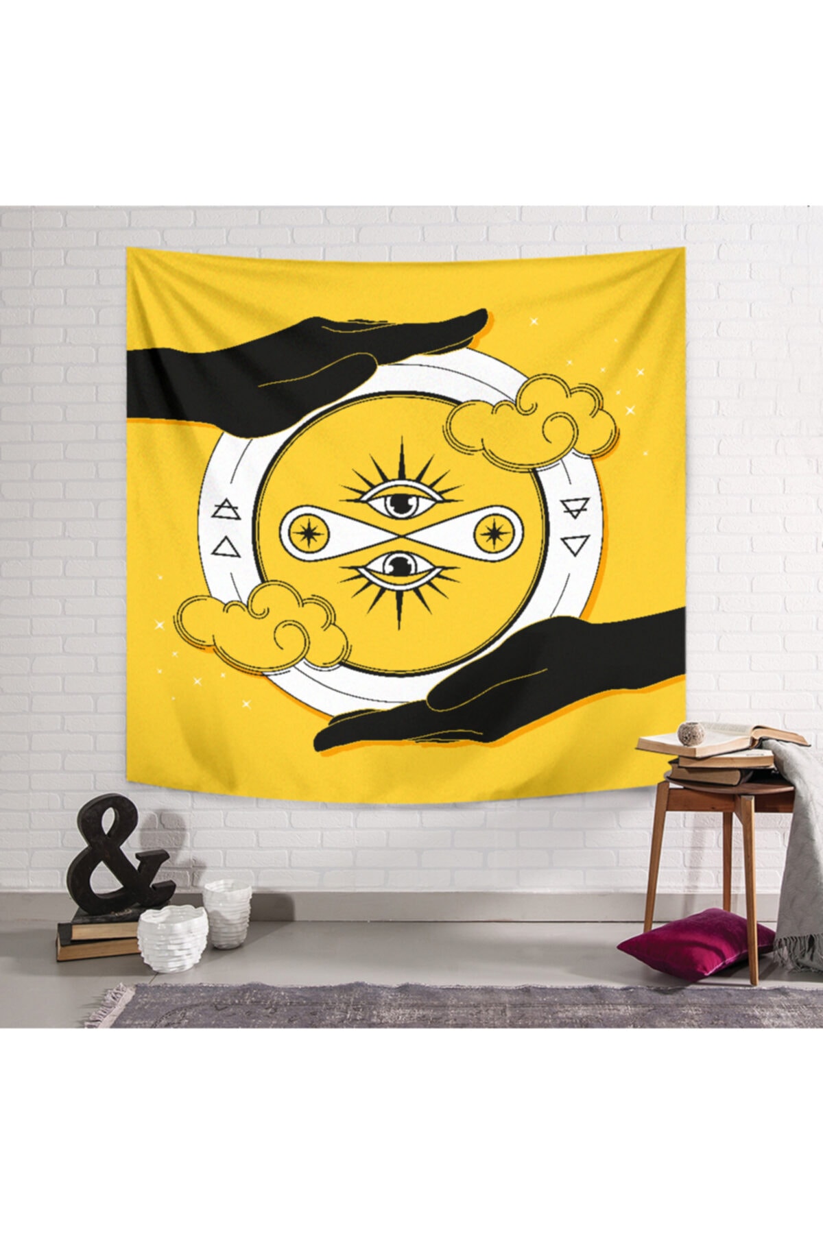 PASAJ HOME Hand Eyes Yellow Duvar Örtüsü