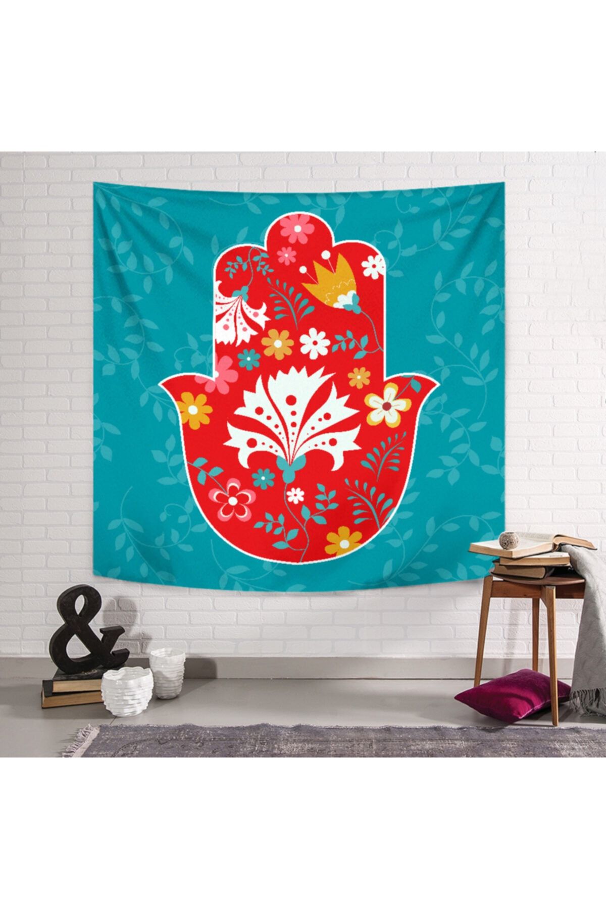 PASAJ HOME Floral Hamsa Duvar Örtüsü