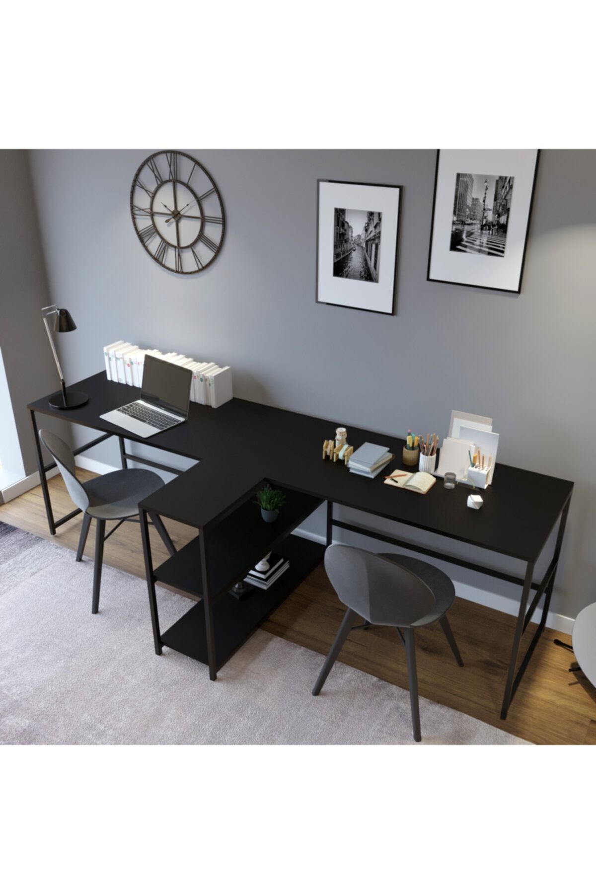 Fupe Shop Zülfiye Çalışma Masası Siyah 240 X 72 X 60