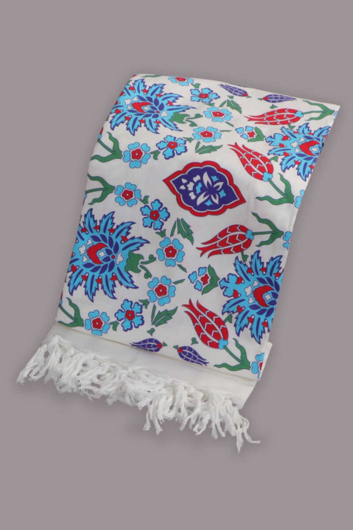 Bursa İpek Peştemal Kırmızı Lale Turkuaz