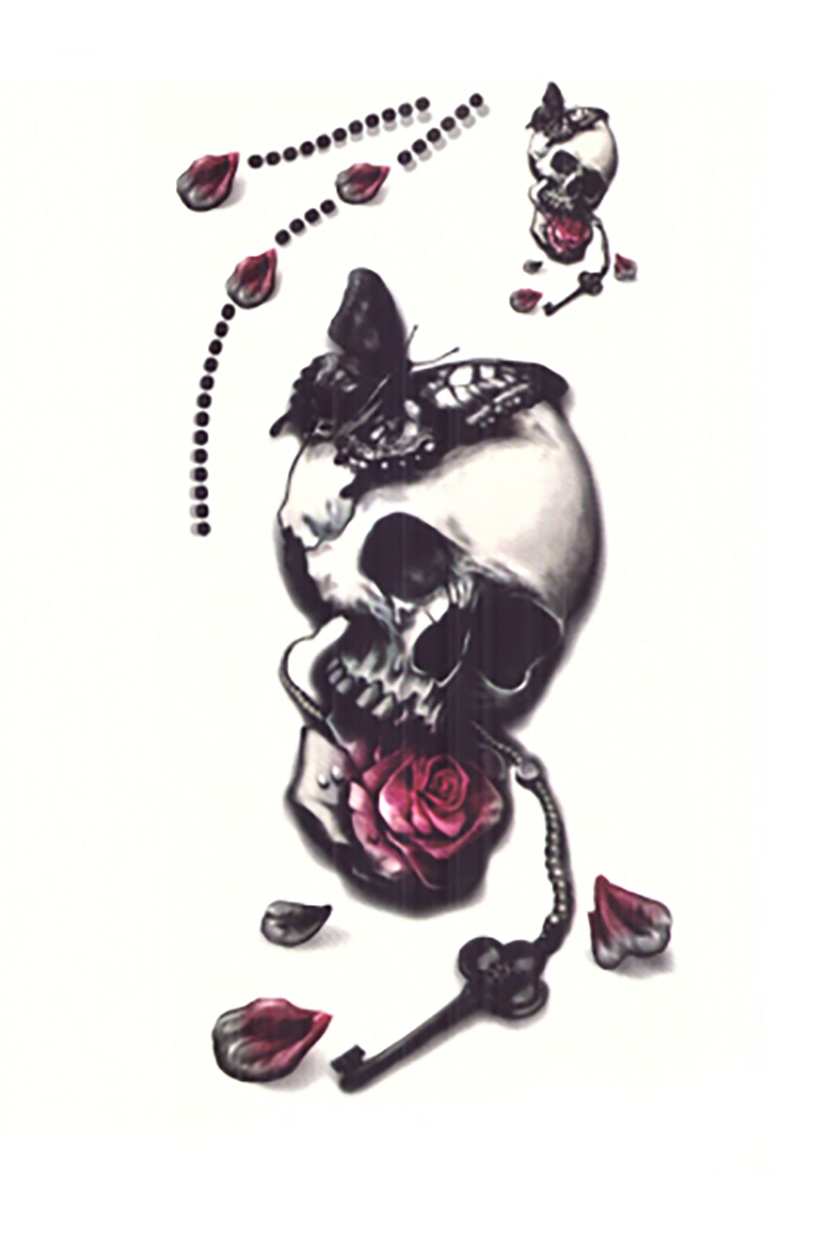 Store&Tattoo Kelebekli Kuru Kafa Geçici Dövme Orta Boy 21x15 Cm