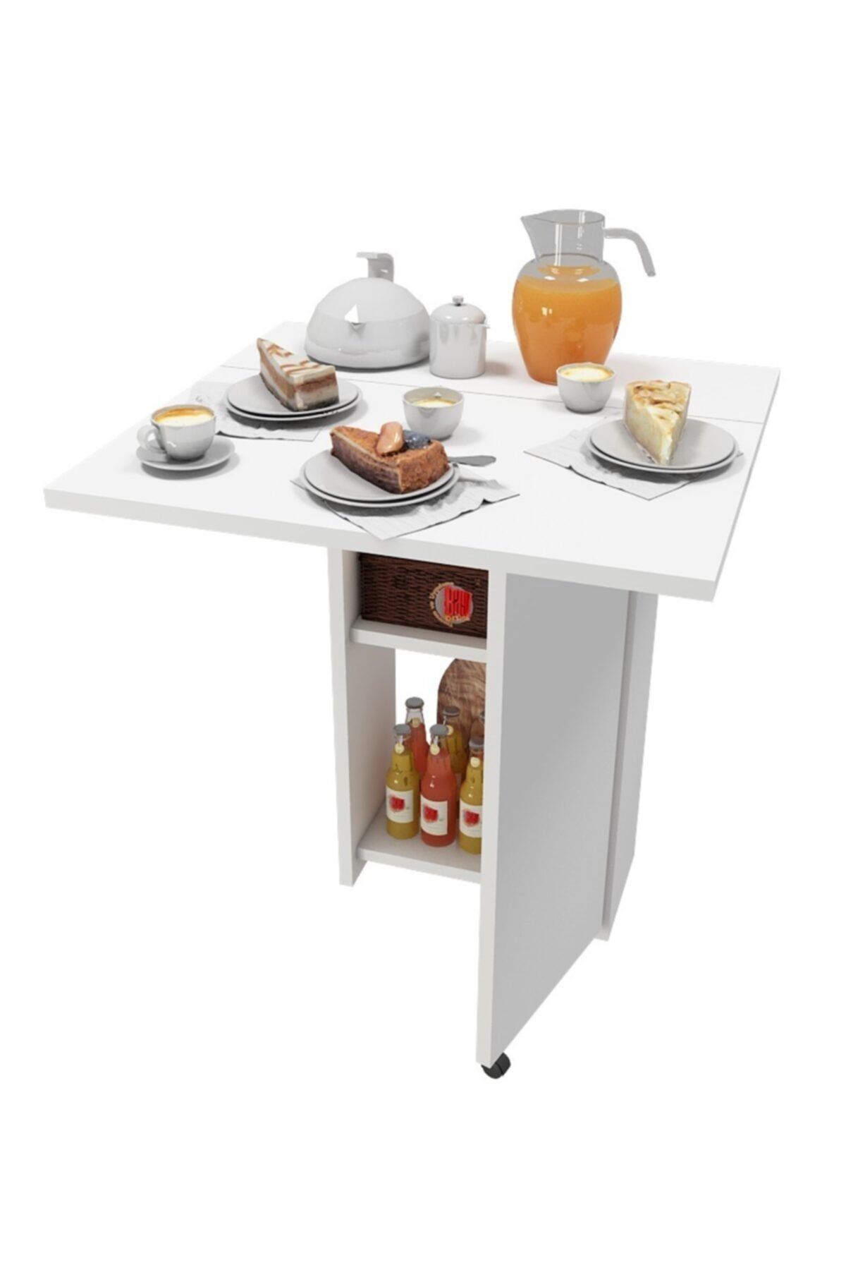Bayz Design Duvara Monte Katlanır Kapanır Raflı Yemek Masası Mutfak Dolabı