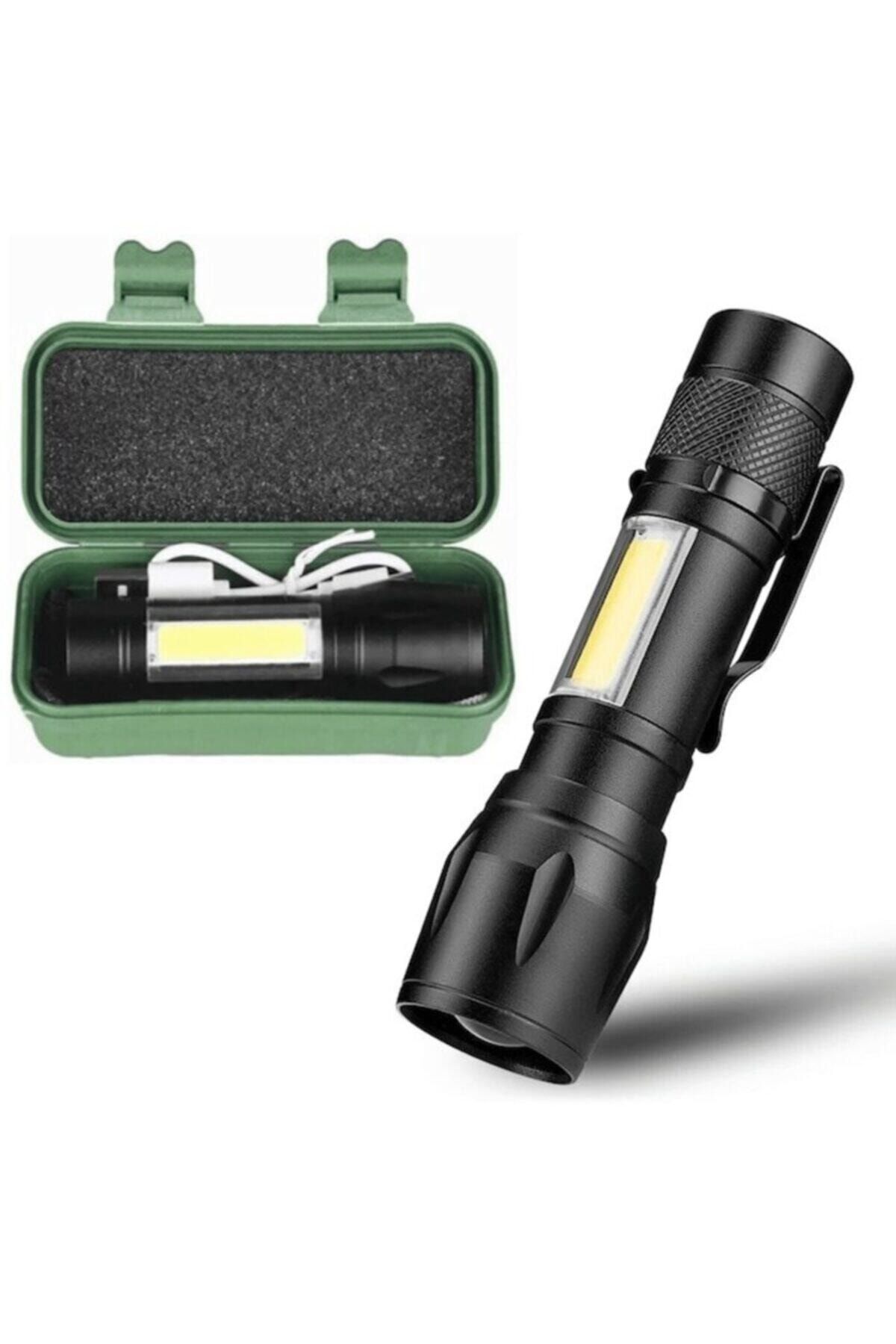 WINLIGHT Usb Şarjlı Mini El Feneri 2mod + Yan Led 3w Çakarlı Q5 A