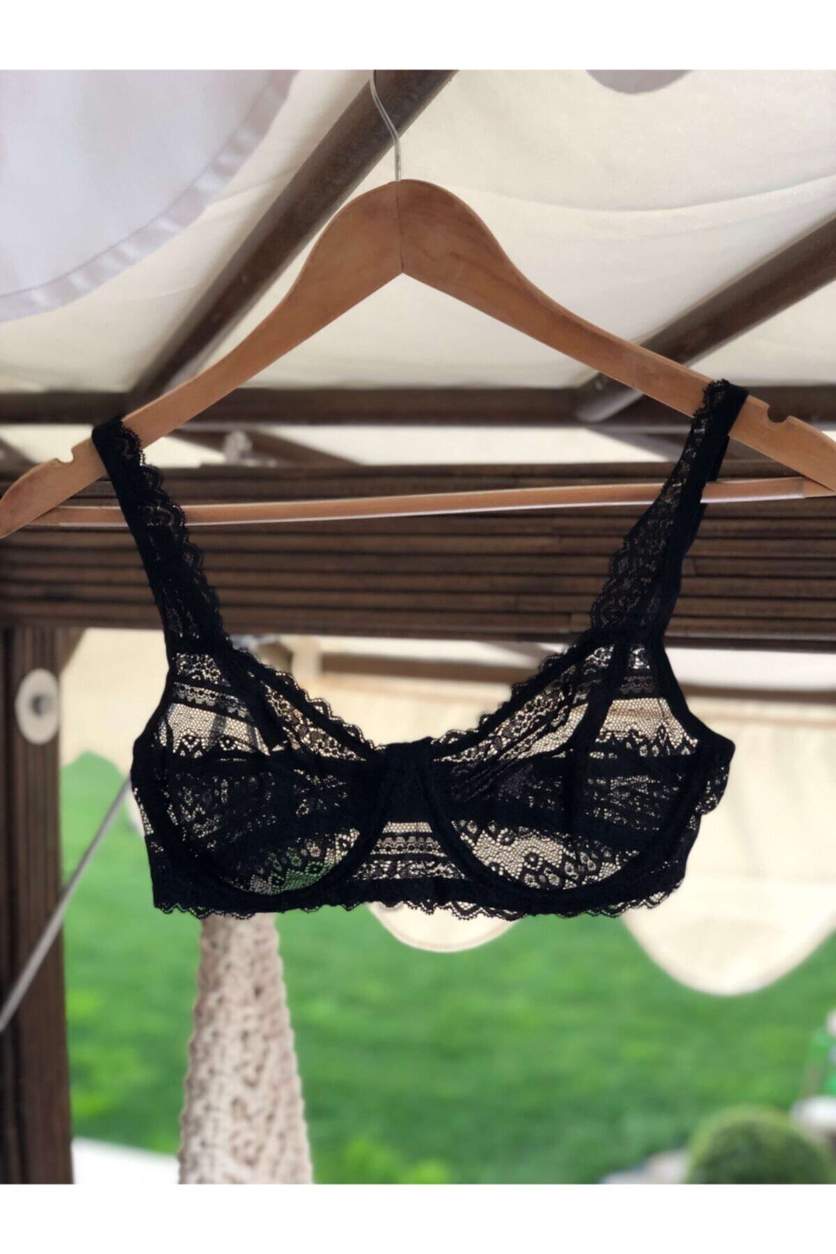 VALENS&SPİRİT Kadın Lola Siyah Dantelli Desteksiz Balensiz Sütyen