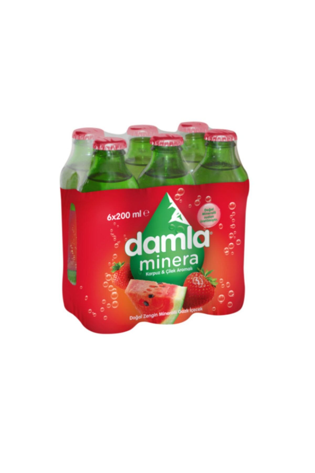 Damla Karpuz Çilek Aromalı Meyveli Soda 6'lı 200ml