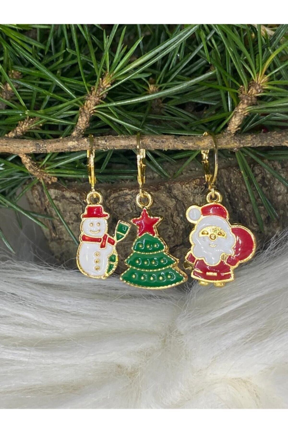 Bel tempo Fashion Yılbaşı Konsept Küpe -kardan Adam,yeşil Çam,noel Baba -noel Aksesurları-
