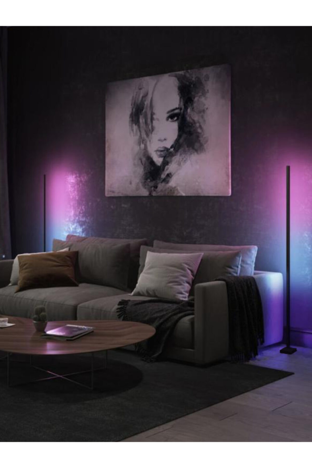 Pinkblue Light Modern Led Full Rgb 512 Müzik Ve Telefon Kontrol Renk Dekoratif Lambader