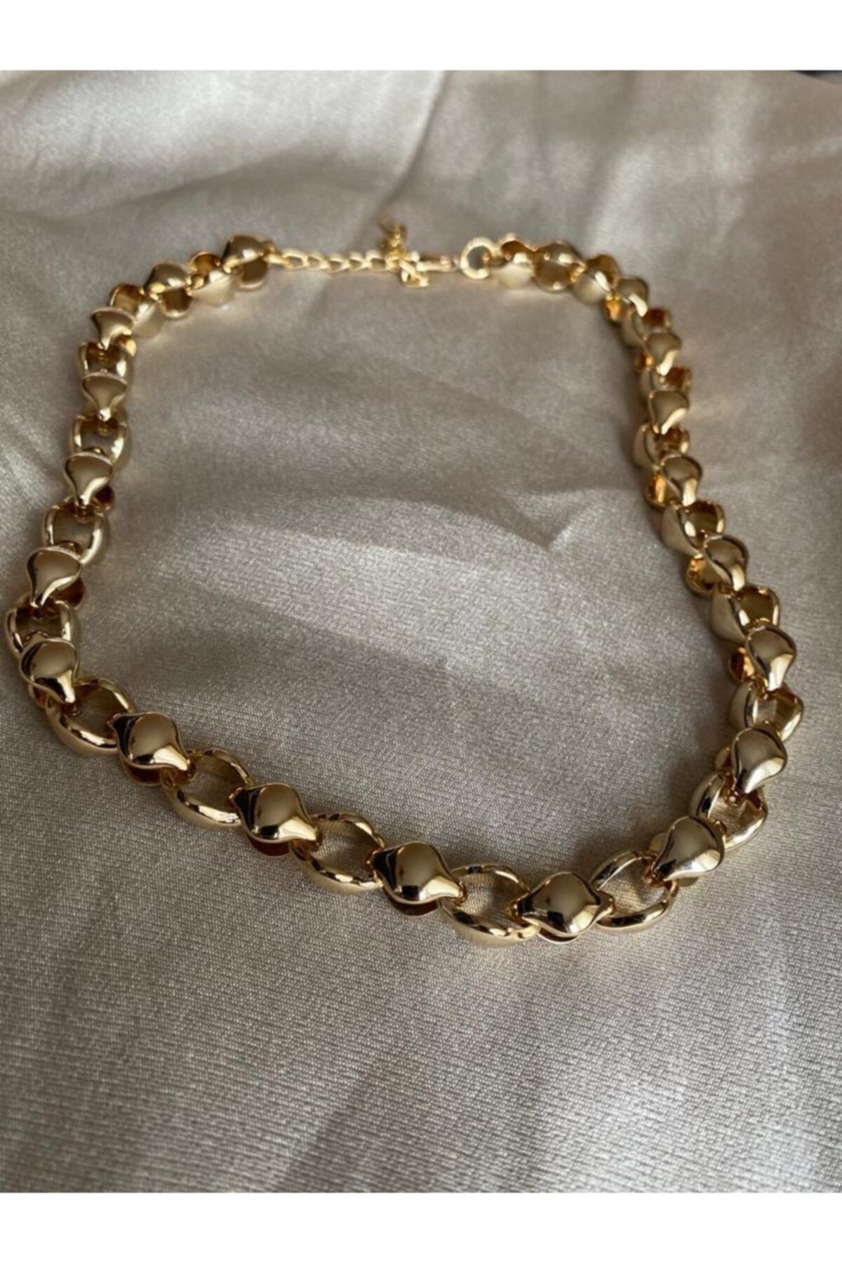 Hayals Gold Kaplama Kalın Zincir Geçmeli Kolye