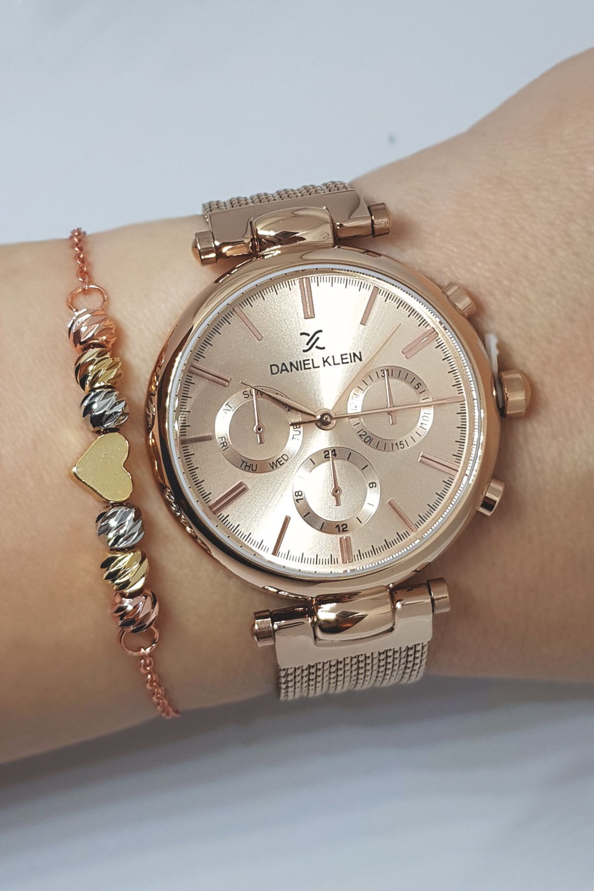 Daniel Klein Rose Gold Kadın Kol Saati + Dorika Bileklik Seti