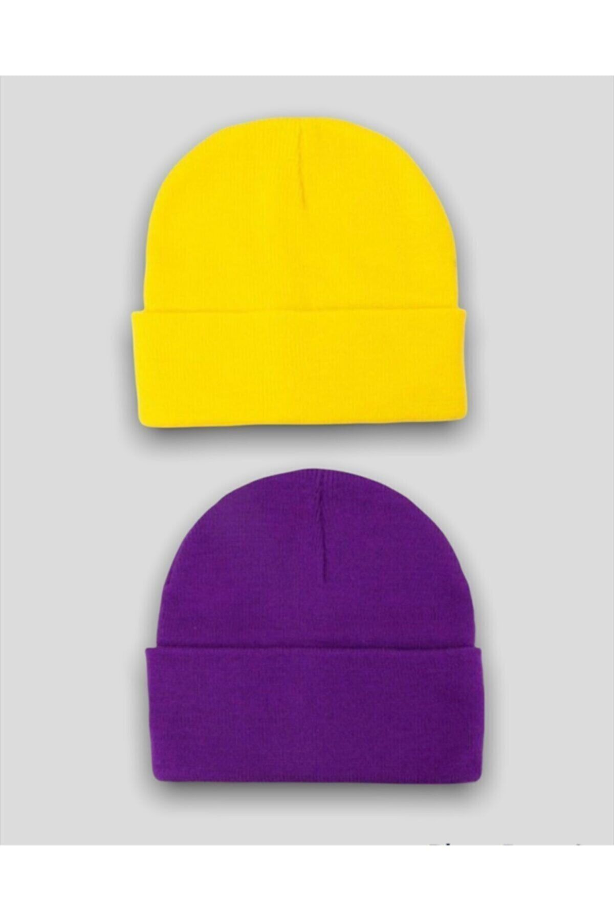 GKZstore Unisex Basic Bere Seti Lila & Sarı