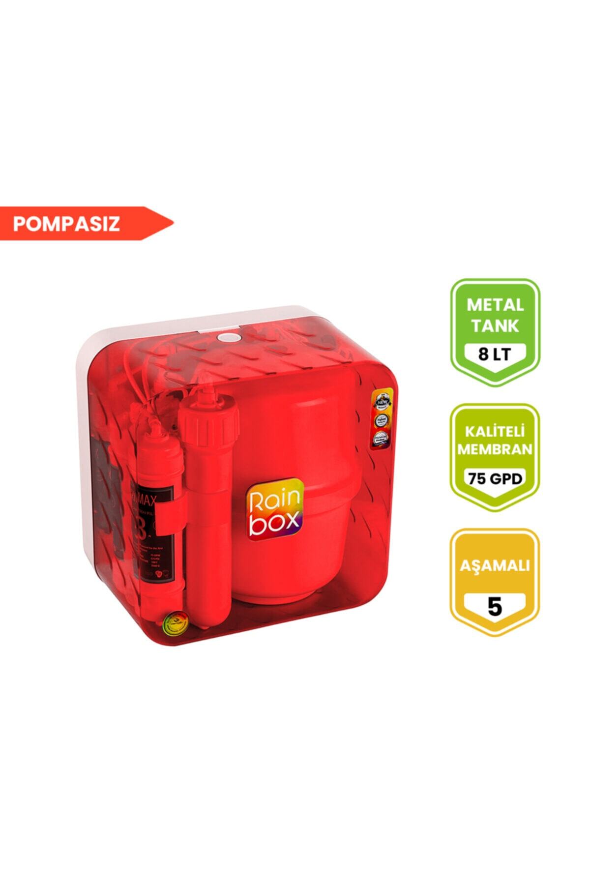 Rainbox Kırmızı 5 Aşamalı Pompasız Su Arıtma Cihazı