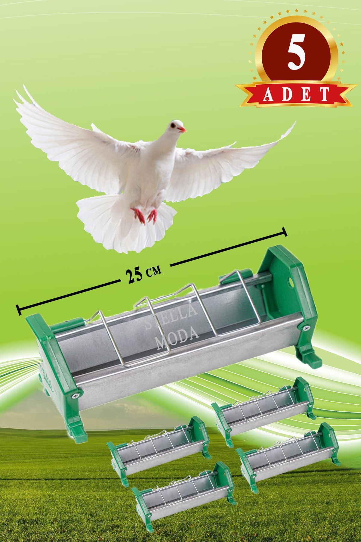 mutlu tavukçuluk Güvercin Yemlikleri Metal 25 Cm 5 Adet Yemlik Civciv Posta Şebap Taklacı Hünkari Miro Güvercini Kuş