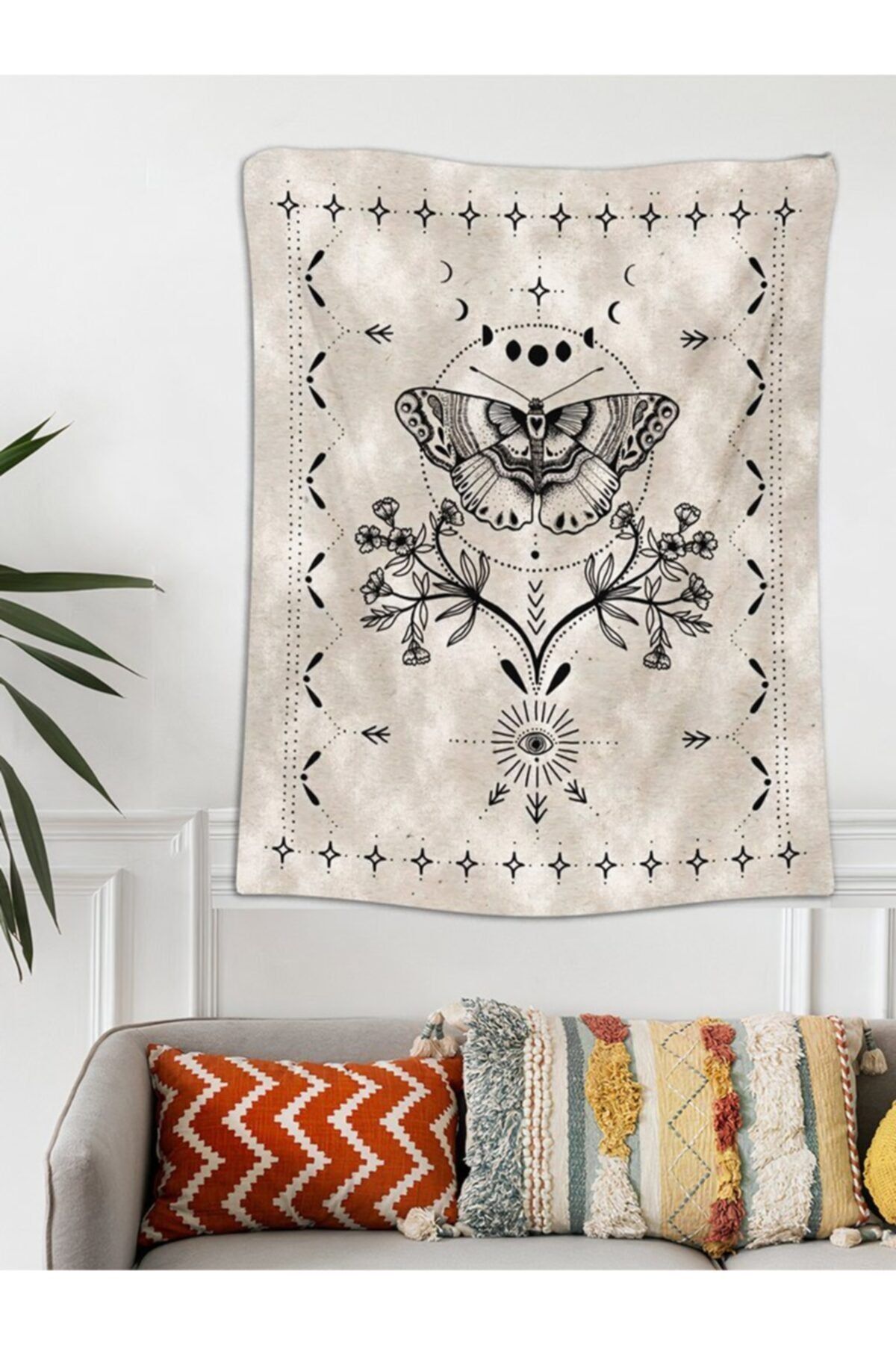 bukashops Beyaz Kelebek Duvar Halısı 70x100 Cm