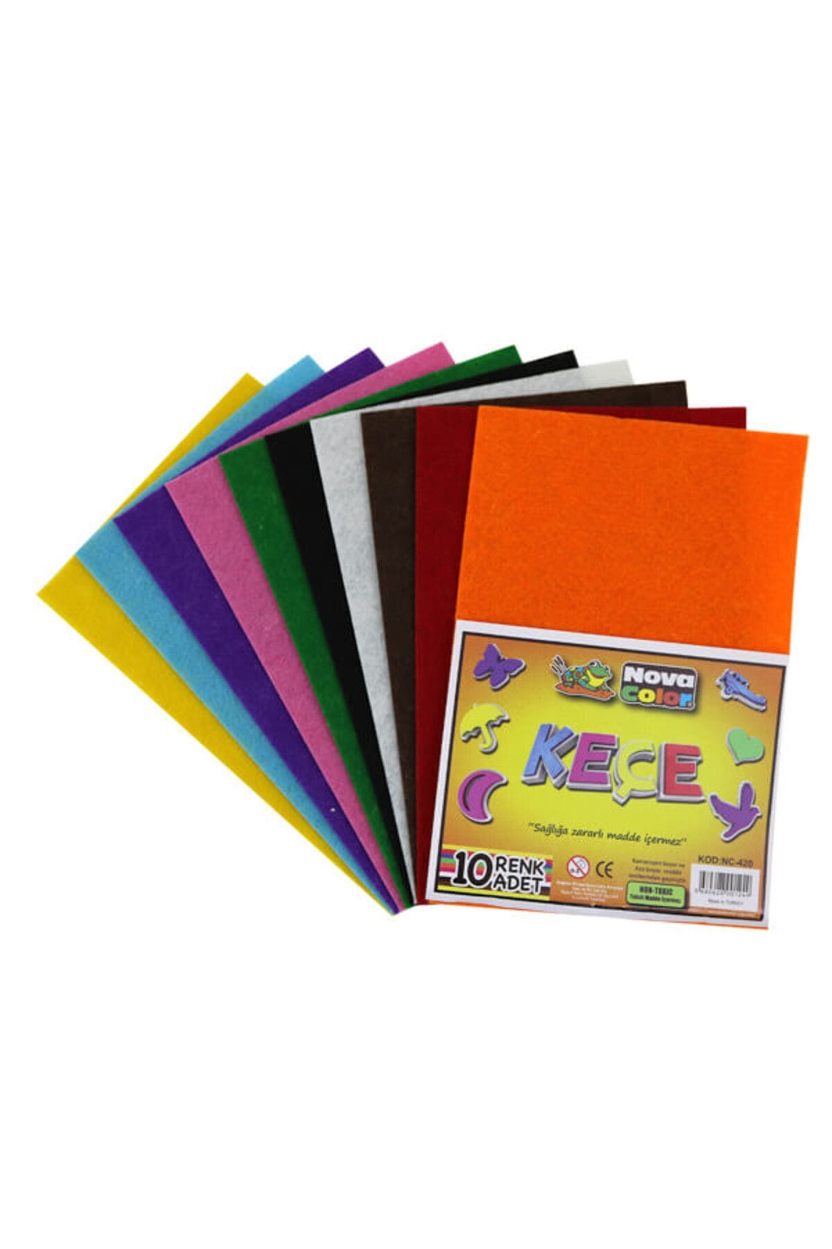 Nova Color Renkli Keçe 10 Renk 20x30 Cm K.e