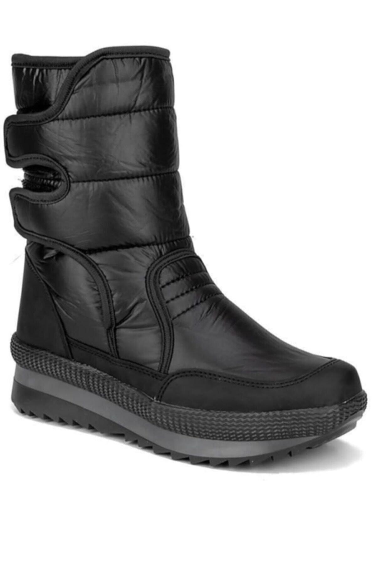 Nstil Unisex Kar Botu Siyah Kaymaz Taban Kürklü