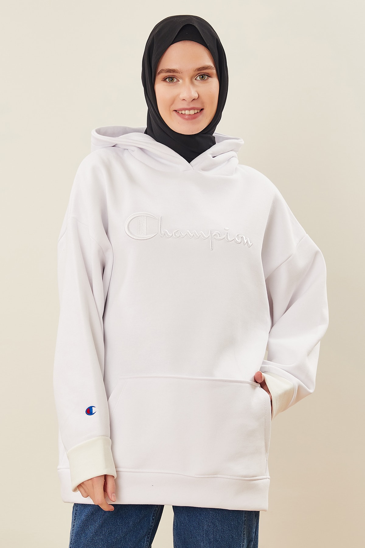 MARKALİSTE Kapüşonlu Oversize Sweatshirt Beyaz