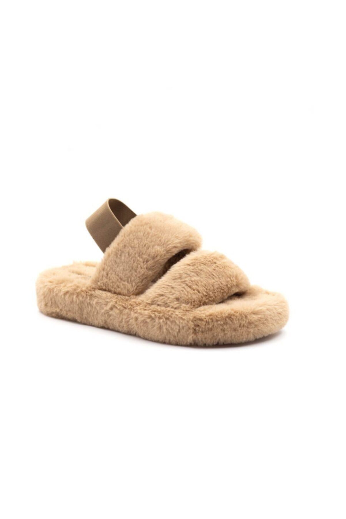 PIPONS Leknes Camel Kürklü Kadın Ev Terliği