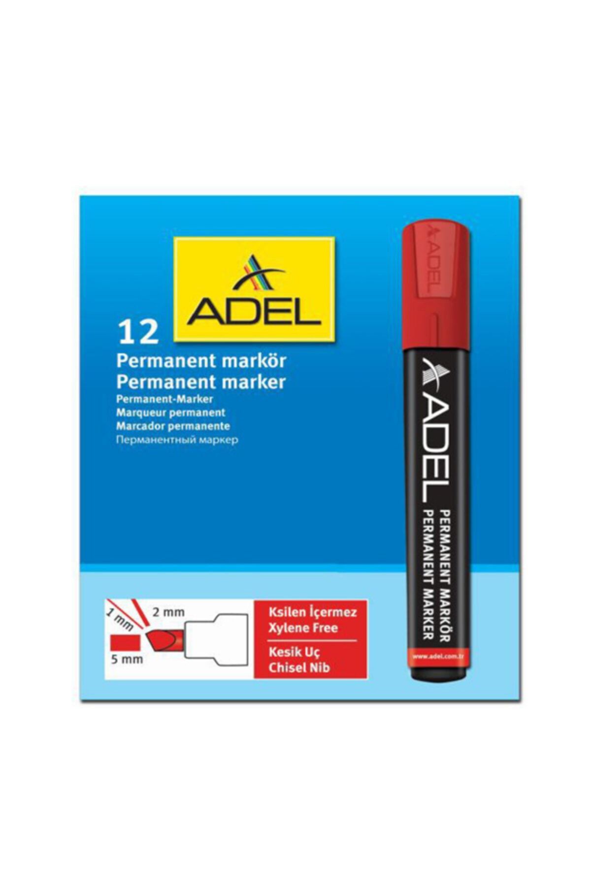Adel Kesik Uç Permanent Markör. Tahta, Metal, Cam, Plastik Ve Karton Yüzeyler Içi. 1 Adet Gönderim.