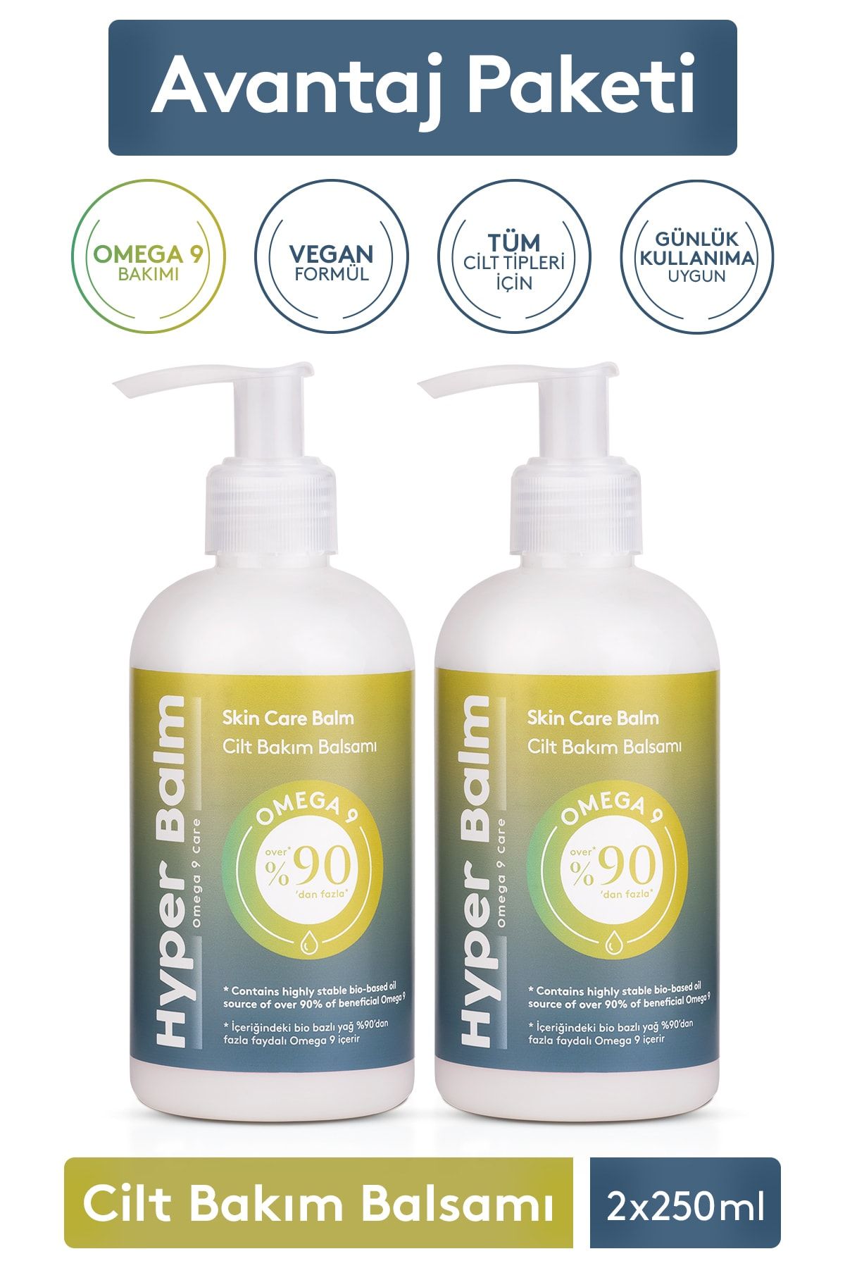 Hyper Balm Omega 9 Care Cilt Bakım Balsamı 2'li Paket 2x250 Ml.