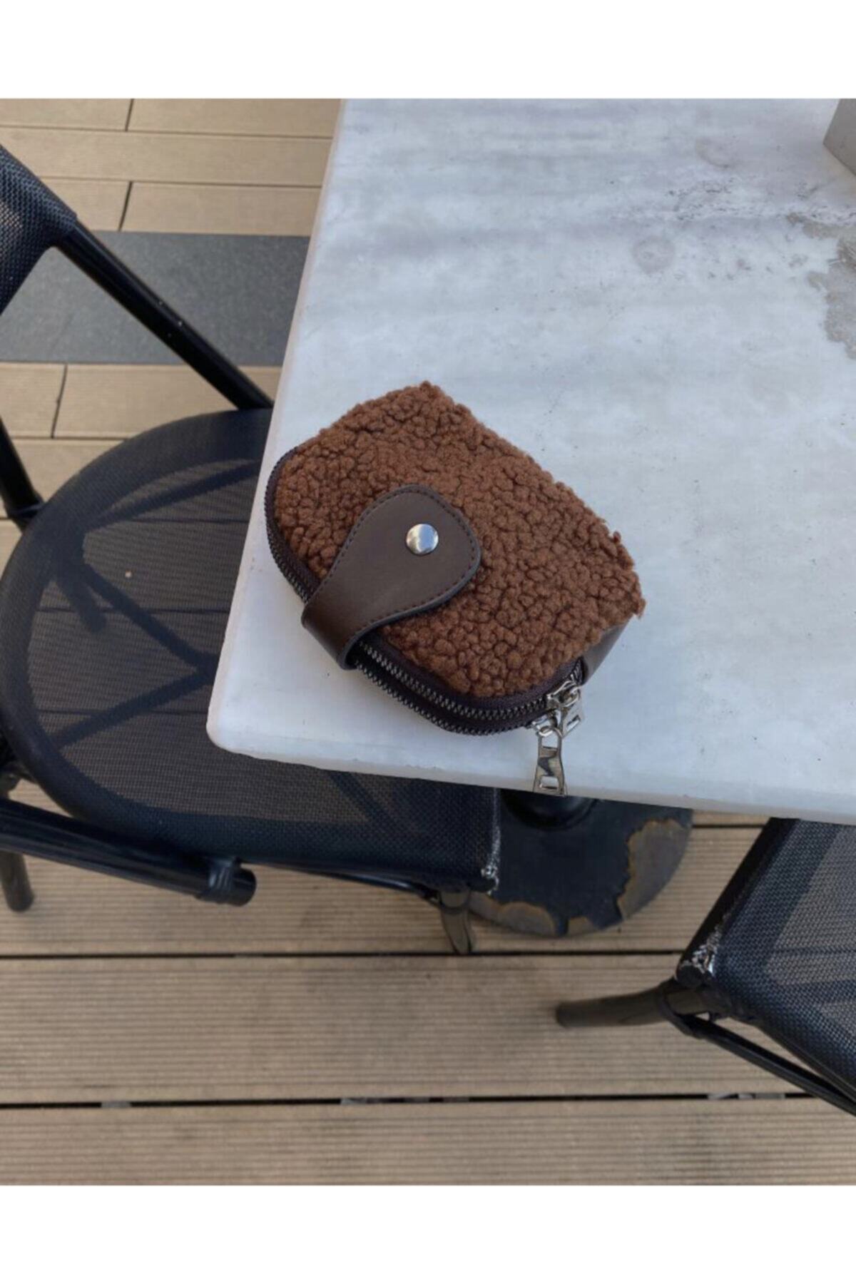 isra outlet Kadın Çift Gözlü Teddy Peluş Cüzdan