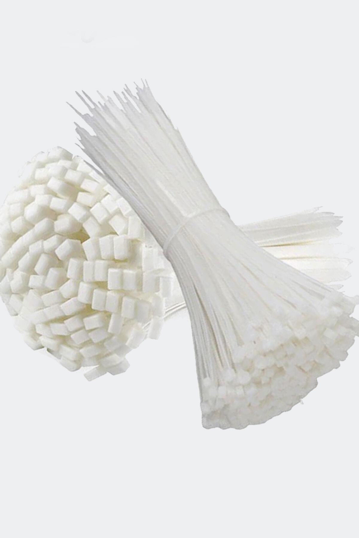 Uniquem 100 Adet Beyaz Plastik Kelepçe Cırt Kablo 3.6 30cm Uzunluk