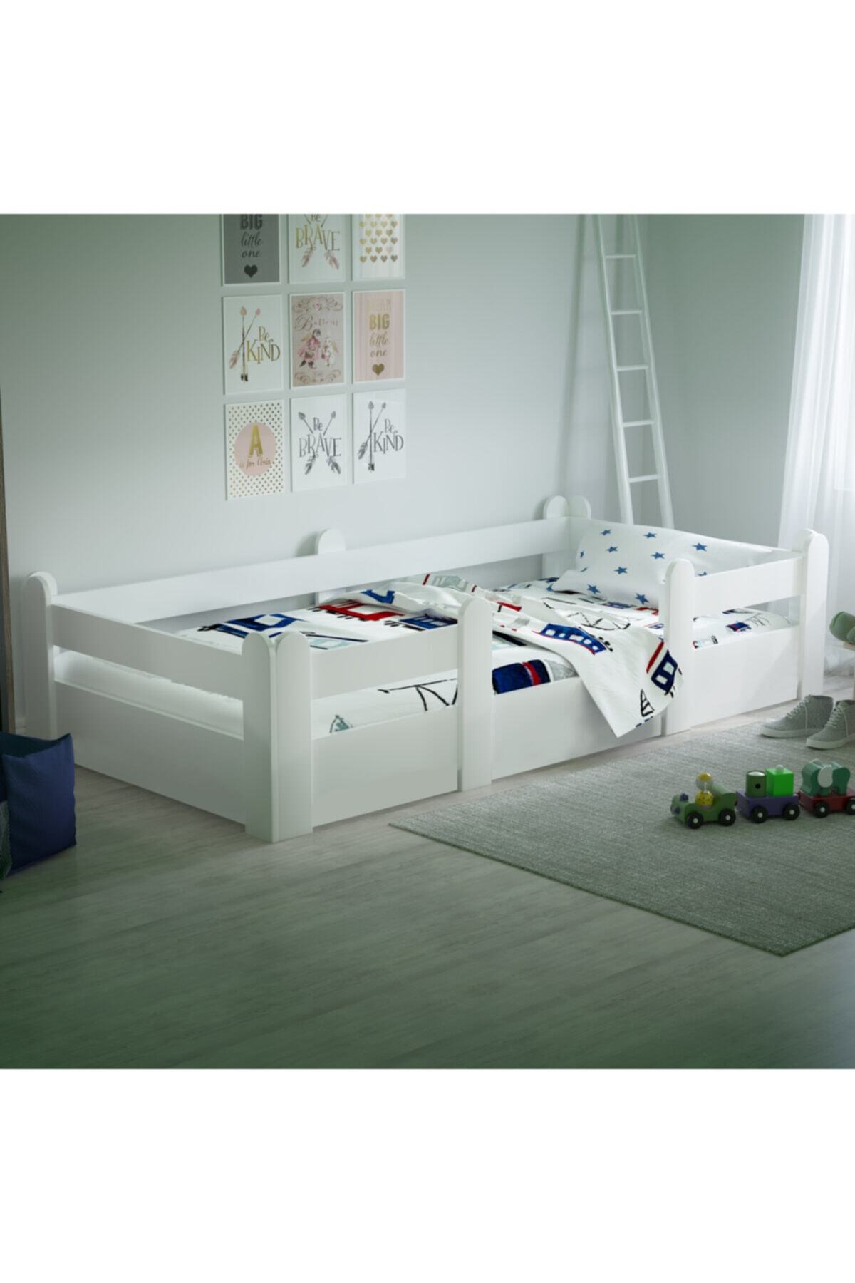 Tuliplife Montessori Karyola Beyaz 90x190 Yatak Uyumlu Oval Kesim Çocuk Yatağı