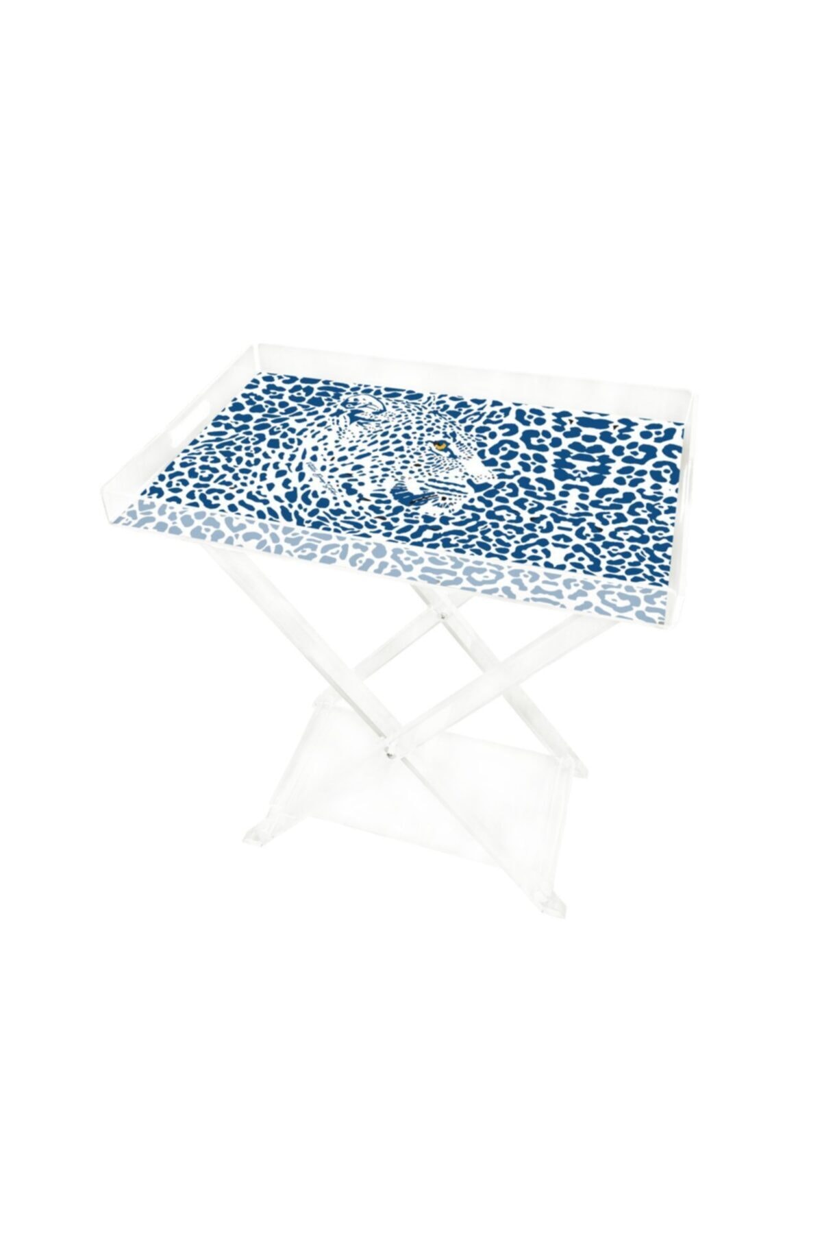 VİTELLİ Classic Blue Leopar 60 X 40 Pleksi Sehpa