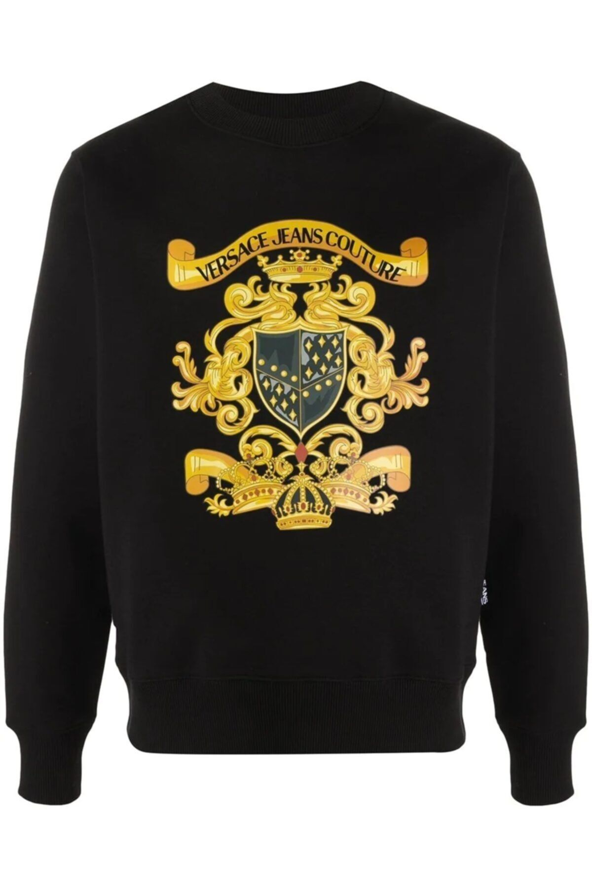 VERSACE JEANS Shield Logo Baskı Jeans Couture Siyah Sweatshirt