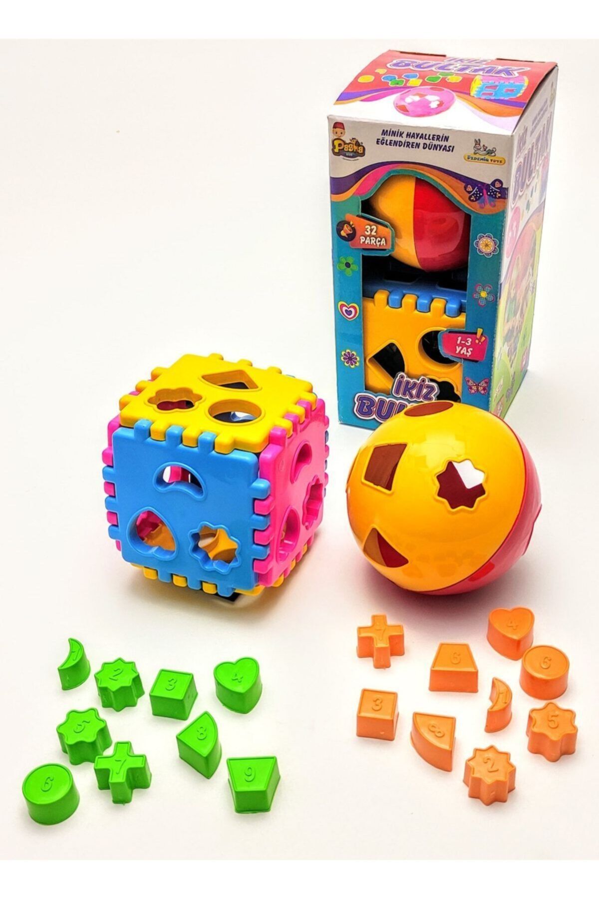 Schmülzer Sevimli 2 Li Bultak / Bul Tak Eğitici Puzzel Zeka Geliştirici Geometrik Şekiller 32 Parça