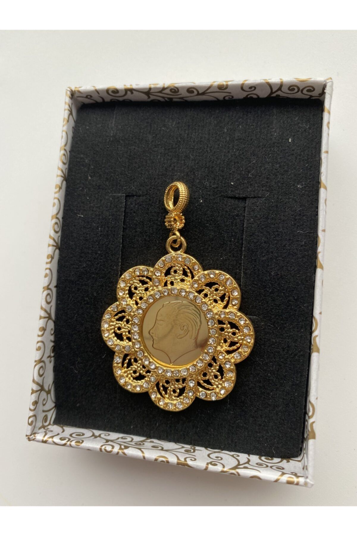Jh Jewelry 22 Ayar Altın Kaplama Çeyrekli Papatya Model Kolye Ucu