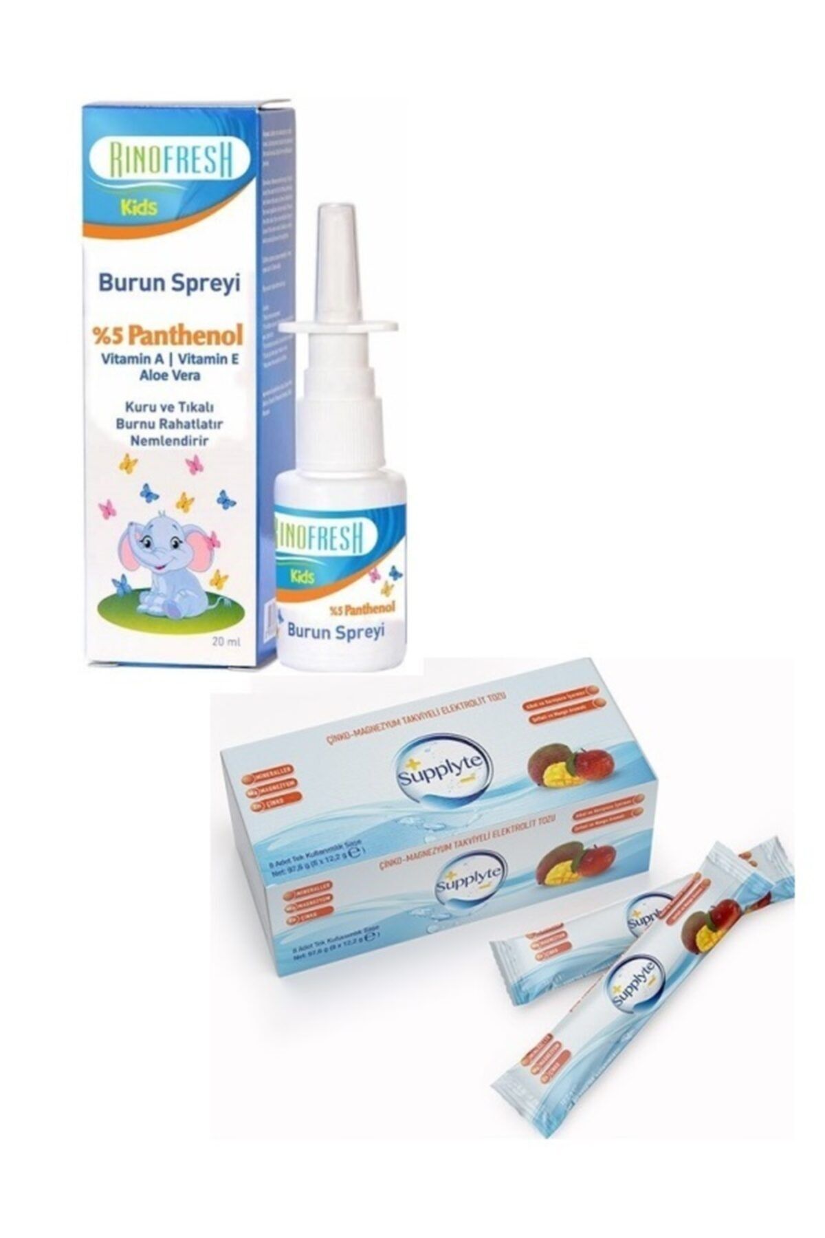 RINOFRESH Çocuklar Için Panthenol Burun Spreyi 20 Ml + Seftali-mango Elektrolit Tozu 12 Gr X 8