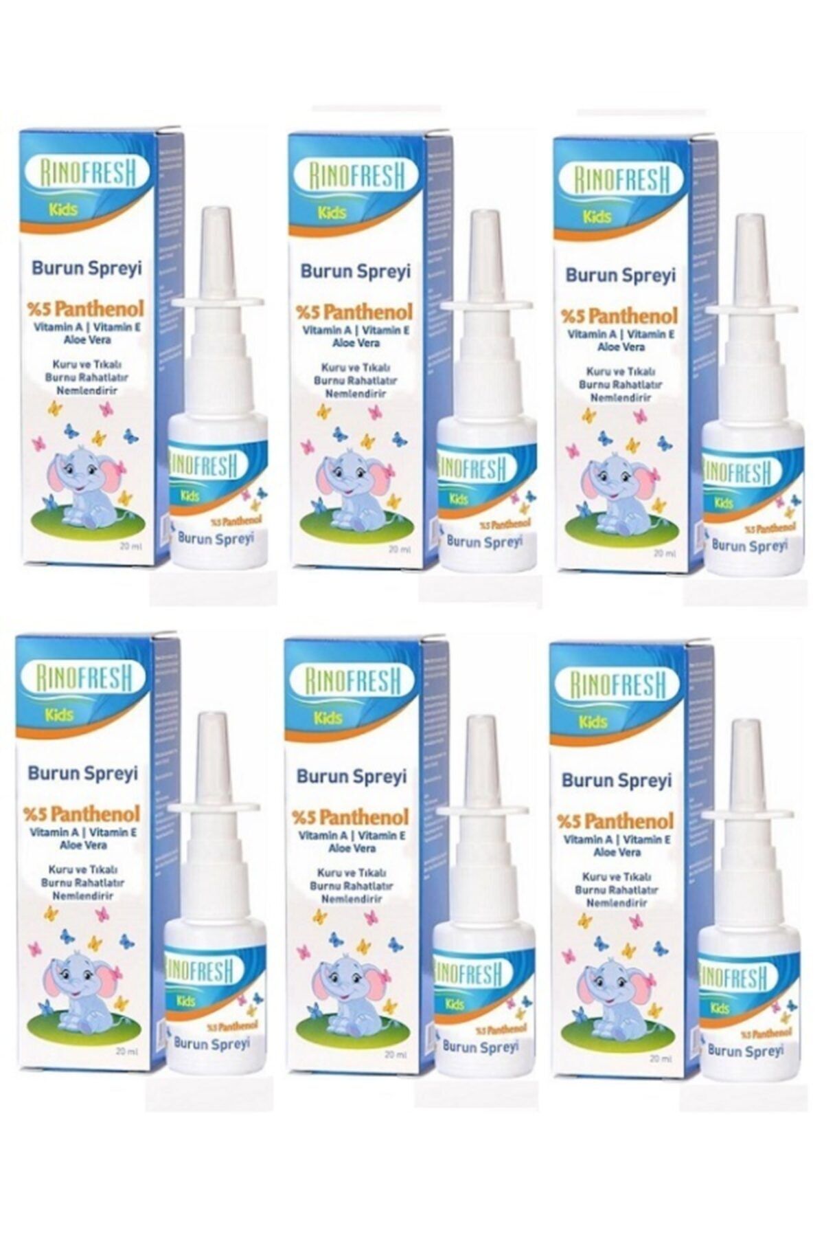 RINOFRESH Burun Tıkanıklığı, Sinüzit Için Rinofresh Panthenol Kids 20 ml X6