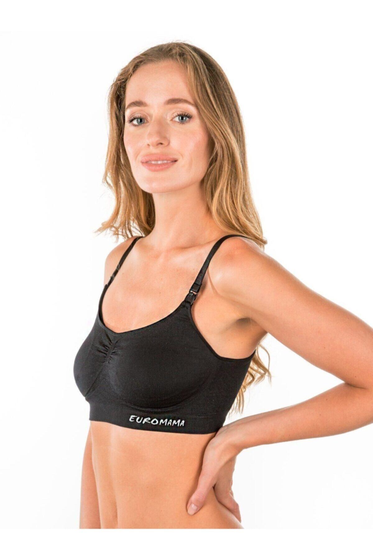 POLIVIA Toparlayıcı Dikişsiz Tek Katlı Minimizer Siyah Spor Emzirme Sütyeni