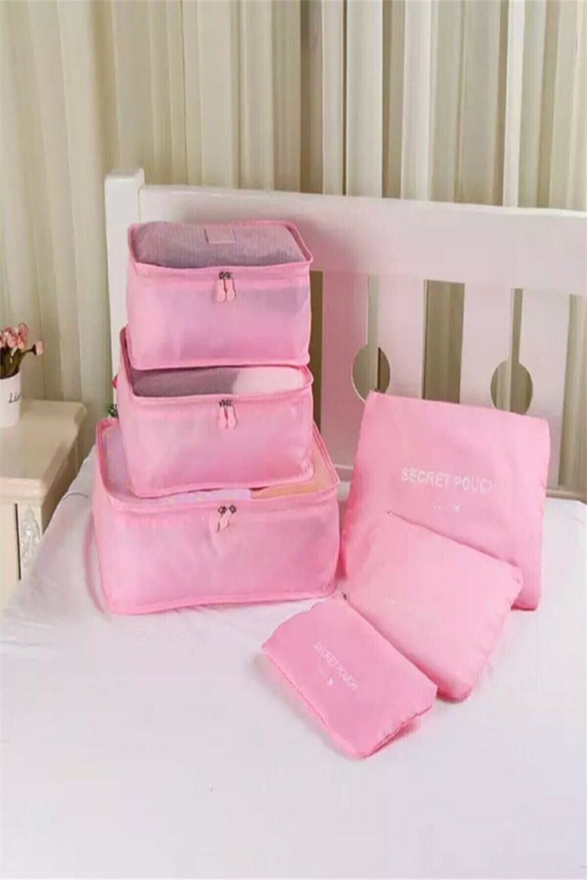 HAYATINIZI KOLAYLAŞTIRIN Bavul Içi Düzenleyici Organizer 6 Lı Set Pembe