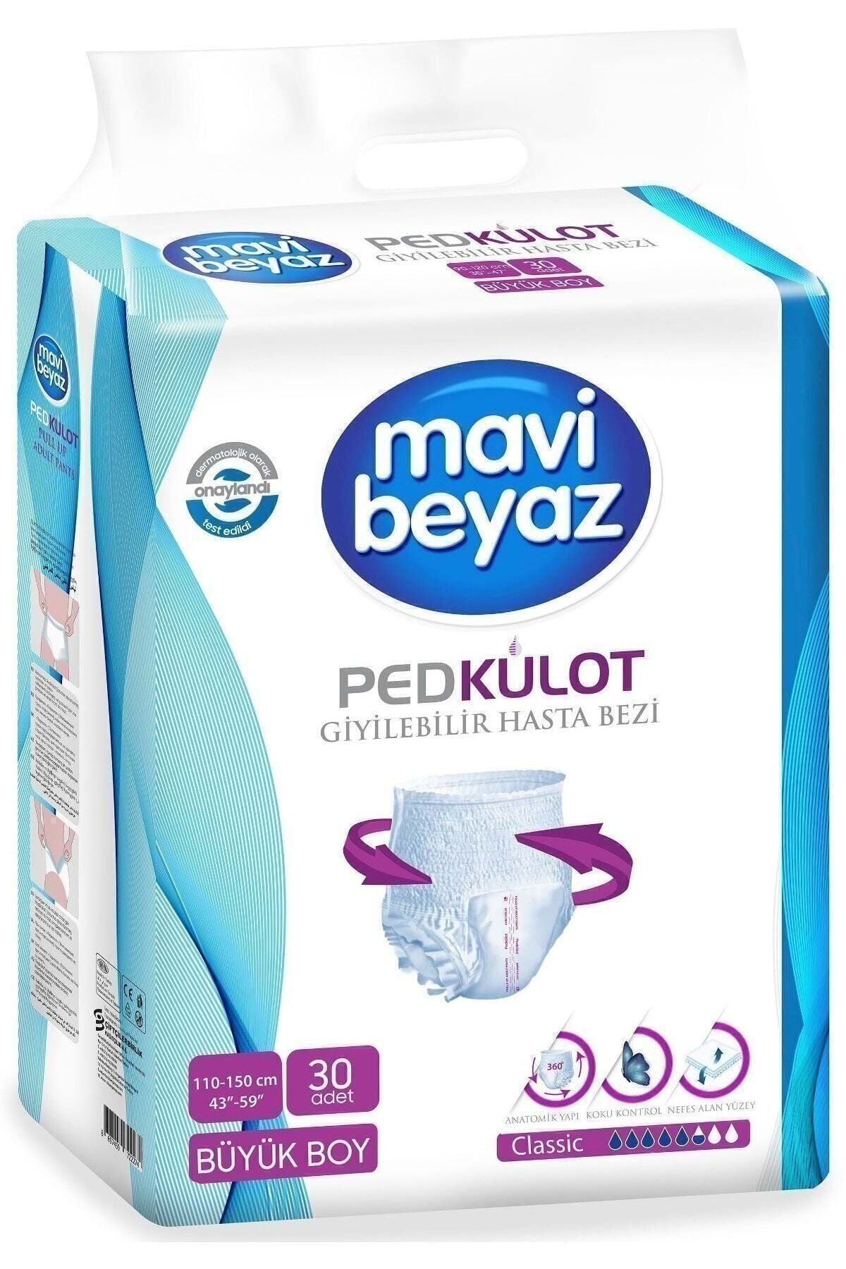 Mavi beyaz Ped Külot Large Beden Hasta Bezi 30'lu Paket