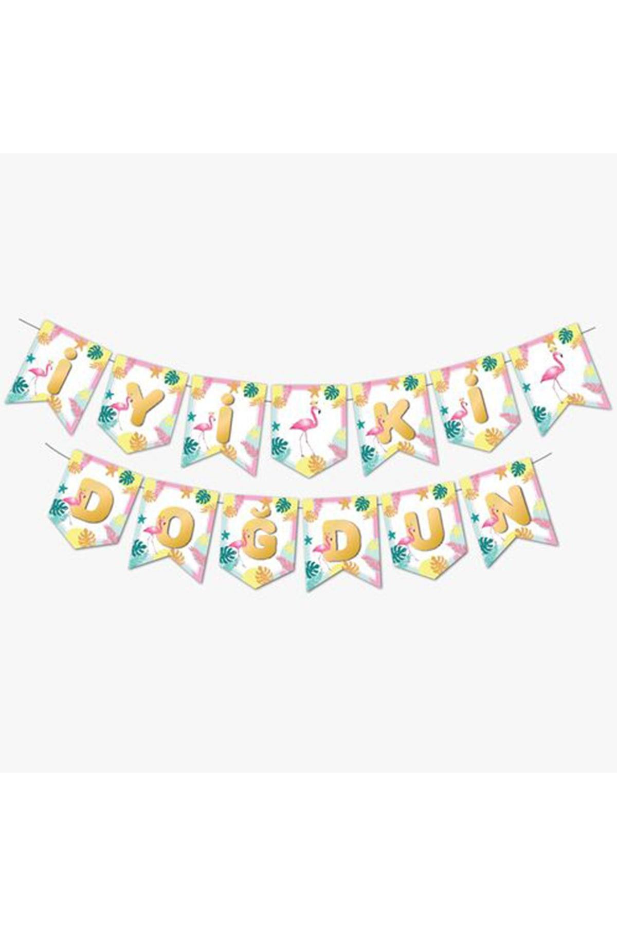 Aşkın Parti Evi Zigzag Banner Flamingo Doğum Günü Parti Süsü