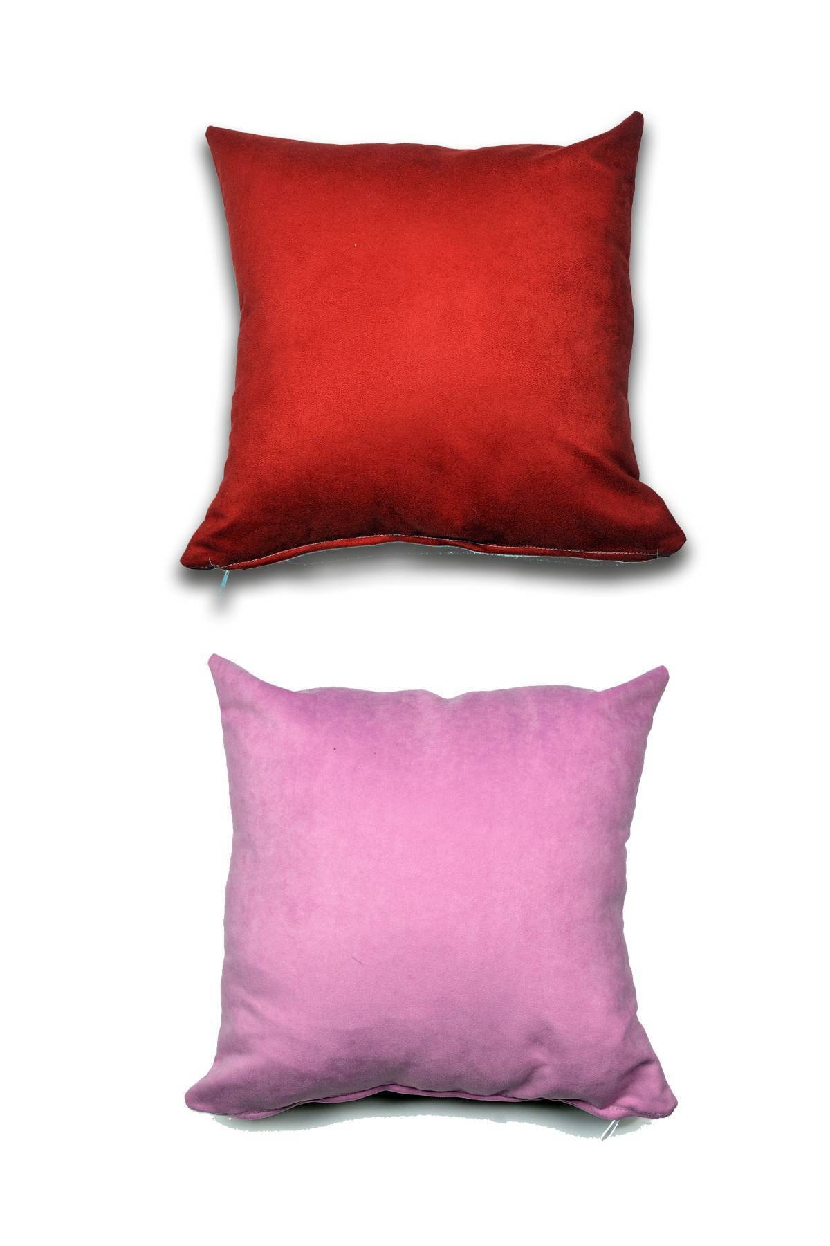 Royaleks 2 Adet Süet Kırlent Minder Kılıfı 40x40cm Bordo Lila