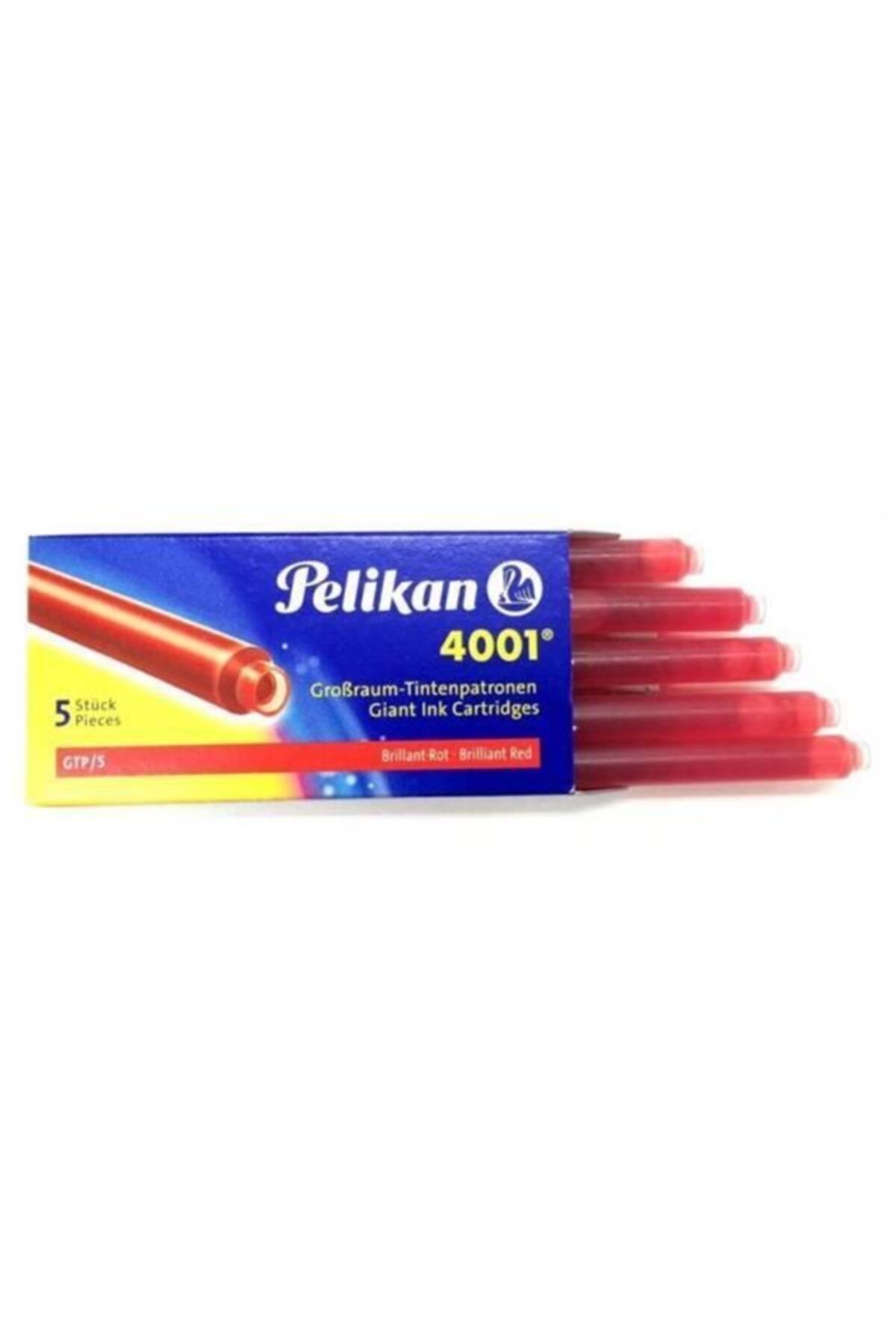 Pelikan 4001 Uzun Mürekkep Kartuşu 5`li Kutu KIRMIZI
