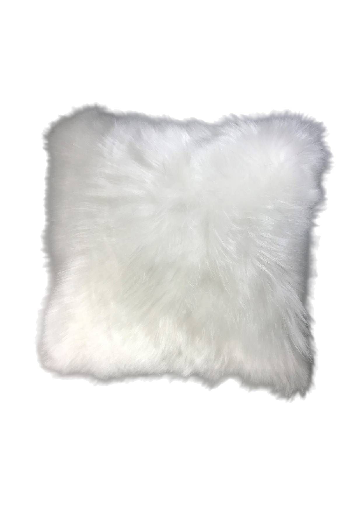 Royaleks Uzun Tüylü Peluş Lüks Çocuk Odası Kırlent Minder Kılıf 52x52 Beyaz