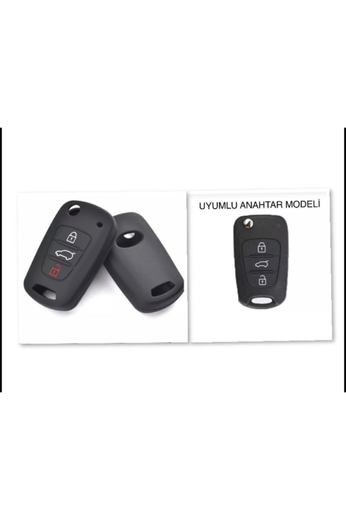 Hyundai Accent Era I20 I30 Elantra Silikon Anahtar Koruma Kılıfı Siyah Renk